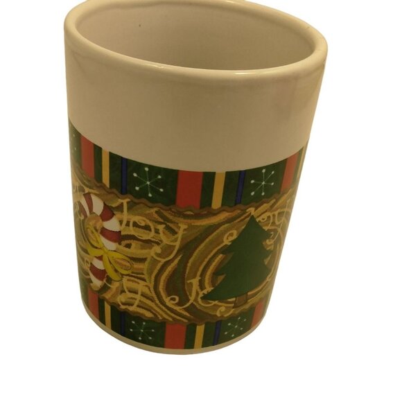 Royal Norfolk Christmas Coffee Cup Mug Joy Cardinal Abstract Design Holly Tree - Picture 5 of 9
